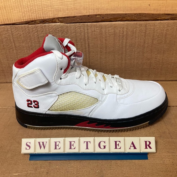 Jordan 5 Fusion 'Varsity Red - Black / White' Air Force 1 - Picture 1 of 16